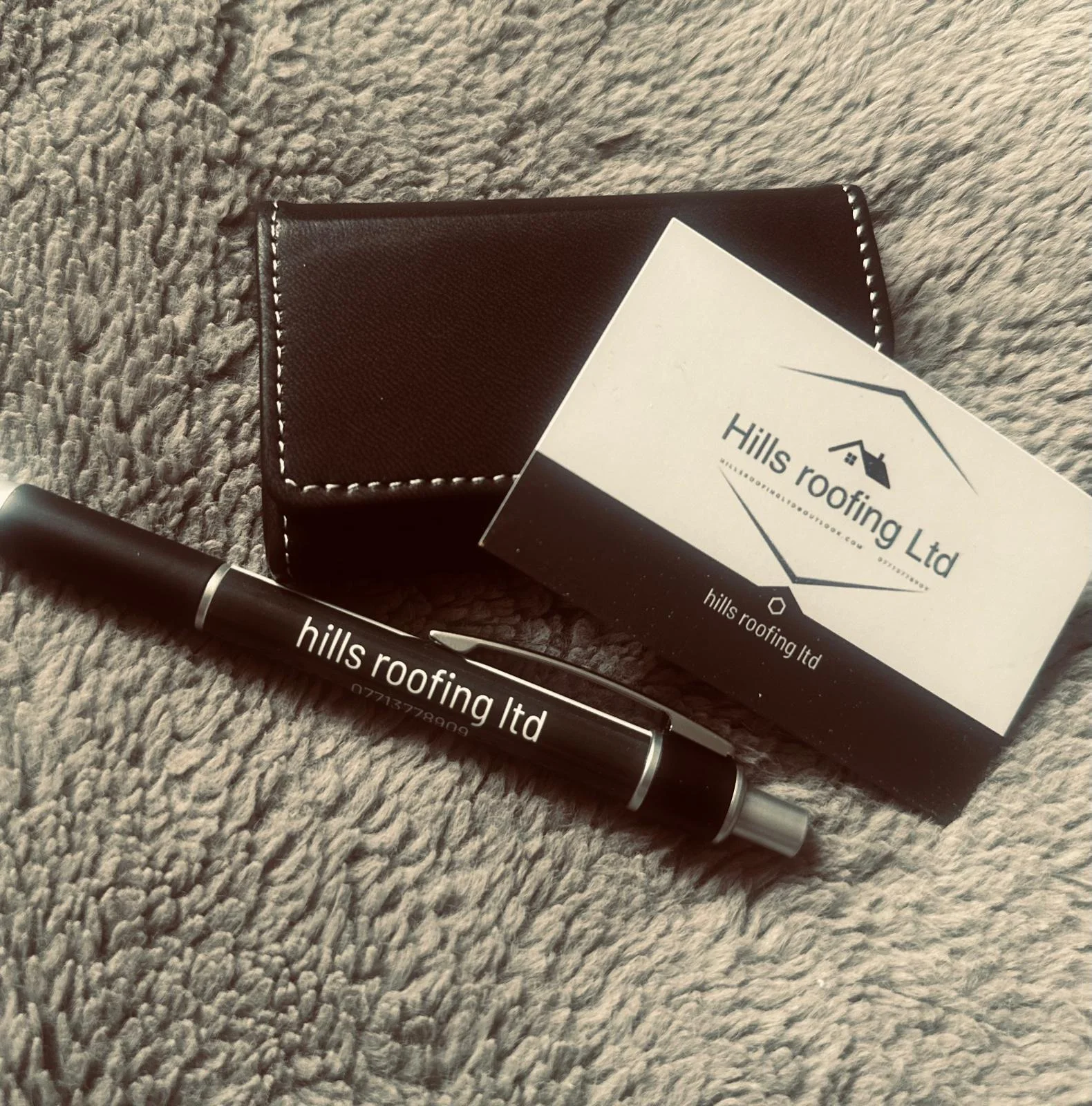 Hills Roofing Ltd business card — Connor Hill, roofing contractor, Croydon